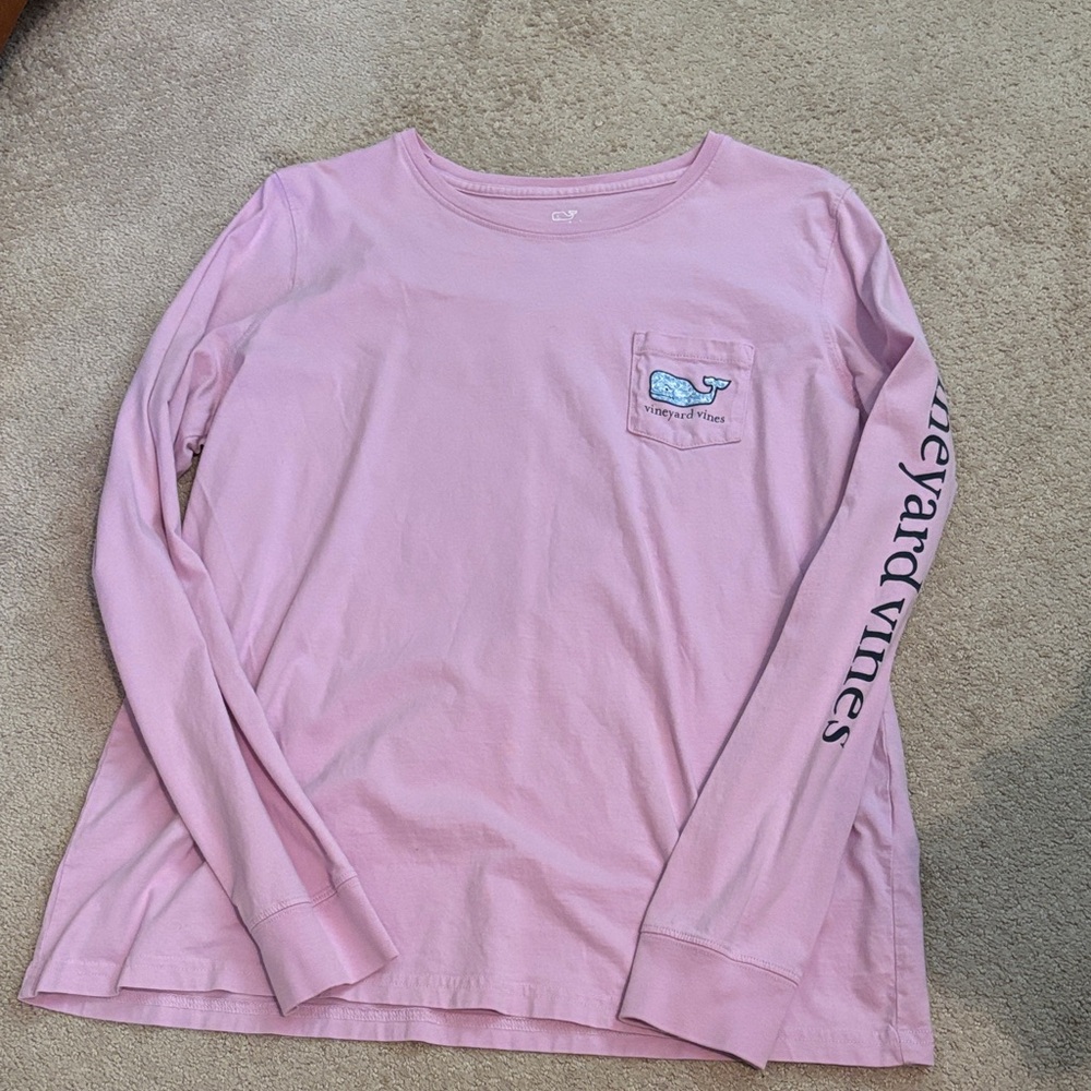 Vineyard Vines Light Pink Logo Long Sleeve Tee
